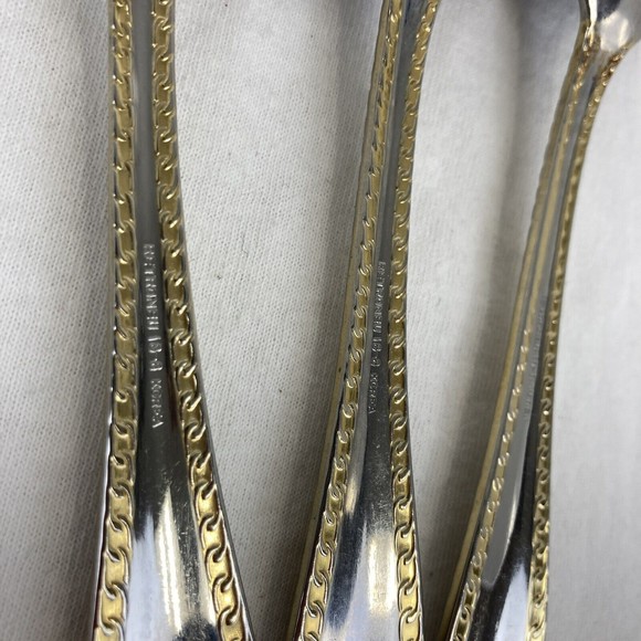 3 Retroneu GOLD ACCENT Chain 7” 18/8 Korea Stainless Dinner Spoon Great Quality - Picture 10 of 12